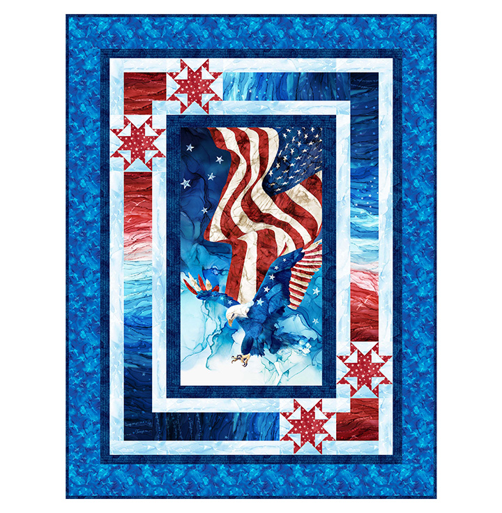 Rippling Colors 100% Cotton Quilt Kit Rippling Colors Quilt Kit This quilt kit features Patriot fabrics by Northcott. Finished quilt is 58" x 76" and is beginner friendly.