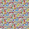 Picture of vehicles on white background fabric