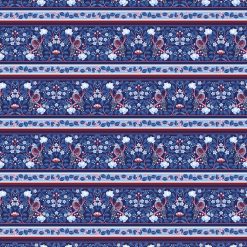 Picture of blue border fabric with flowers
