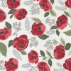 Picture of Christmas Eve fabric, red flowers on white background