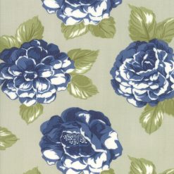 Picture of blue flowers on light green fabric