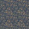 This is a picture of gold colored daisies on dark blue fabric