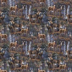 Picture of forest scene on gray fabric