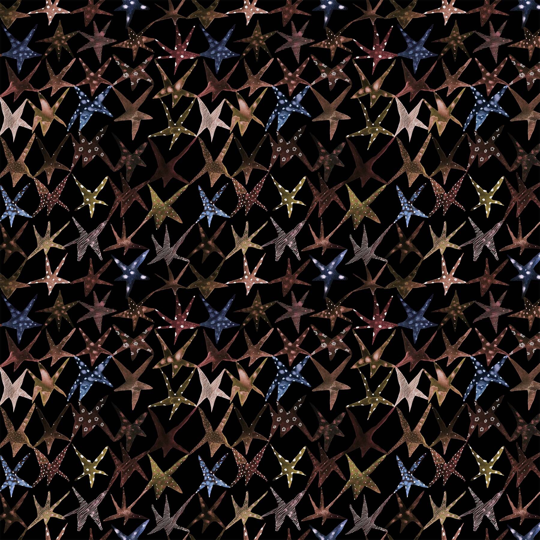 Galaxies Stars, Figo Rayon Picture of black fabric with stars