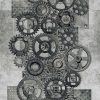 Picture of gears on gray background fabric