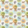 This is a a picture of safari animals in hexagons fabric.