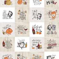 Picture of Whiskers and Wine running yardage fabric