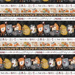 Picture of Whiskers & Wine border stripe fabric