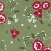 Picture of Starberry fabric in green with red flowers