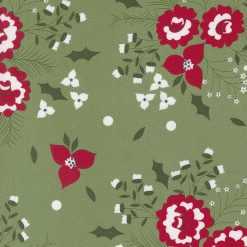 Picture of Starberry fabric in green with red flowers
