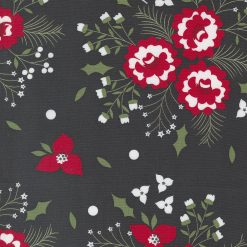 Picture of Starberry fabric with black background and red flowers