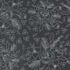 Winter Sketch Florals black fabric