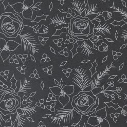 Winter Sketch Florals black fabric