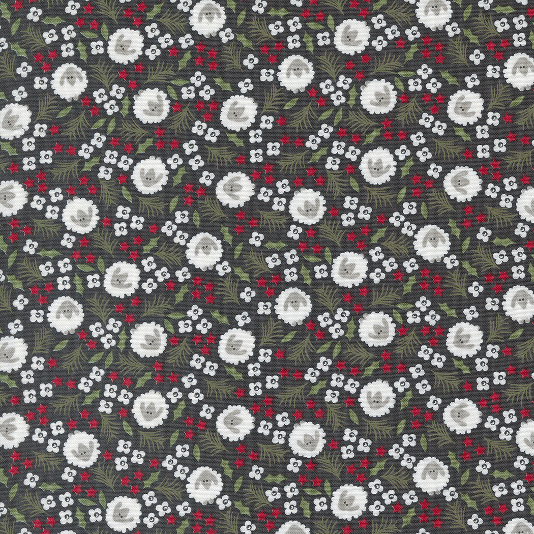 Starberry Woolen Small Floral Sheep Blender 29183 14 Corey Yoder's fabulous Christmas line of fabric featuring small white floral sheep