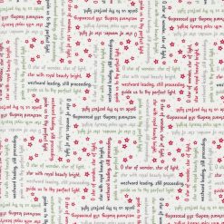 Oh Star of Wonder, Star of Light Woven Song Text and Words on off white background fabric