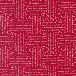 Oh Star of Wonder, Star of Light song words on red fabric