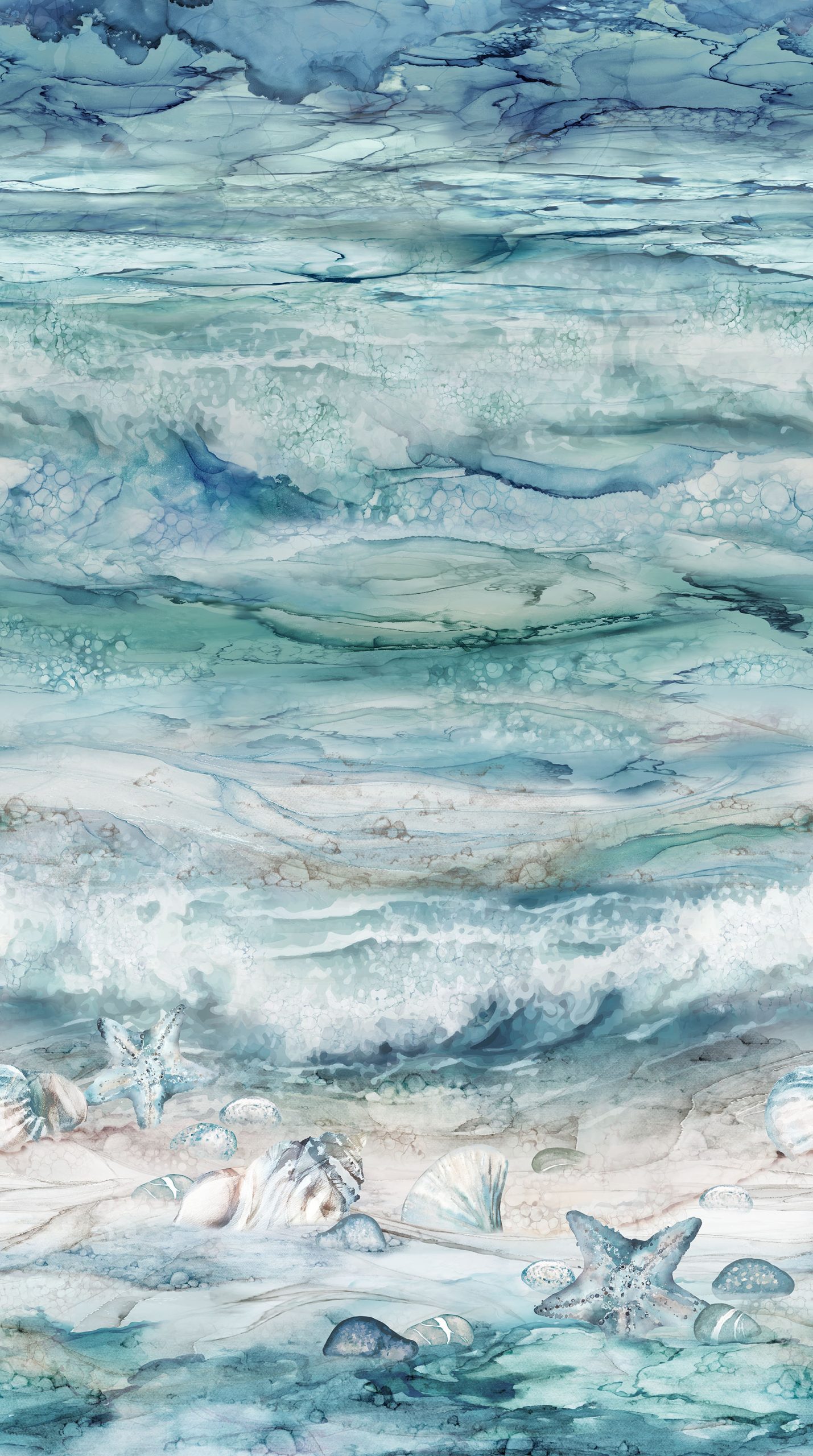 Sea Breeze, Ombre, Northcott DP27096-42 Picture of ocean fabric and waves in the Sea Breeze fabric collection