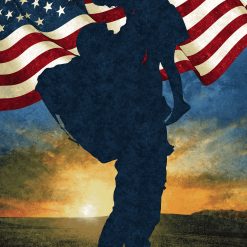 Stars and Stripes Soldier and Son Patriotic Panel