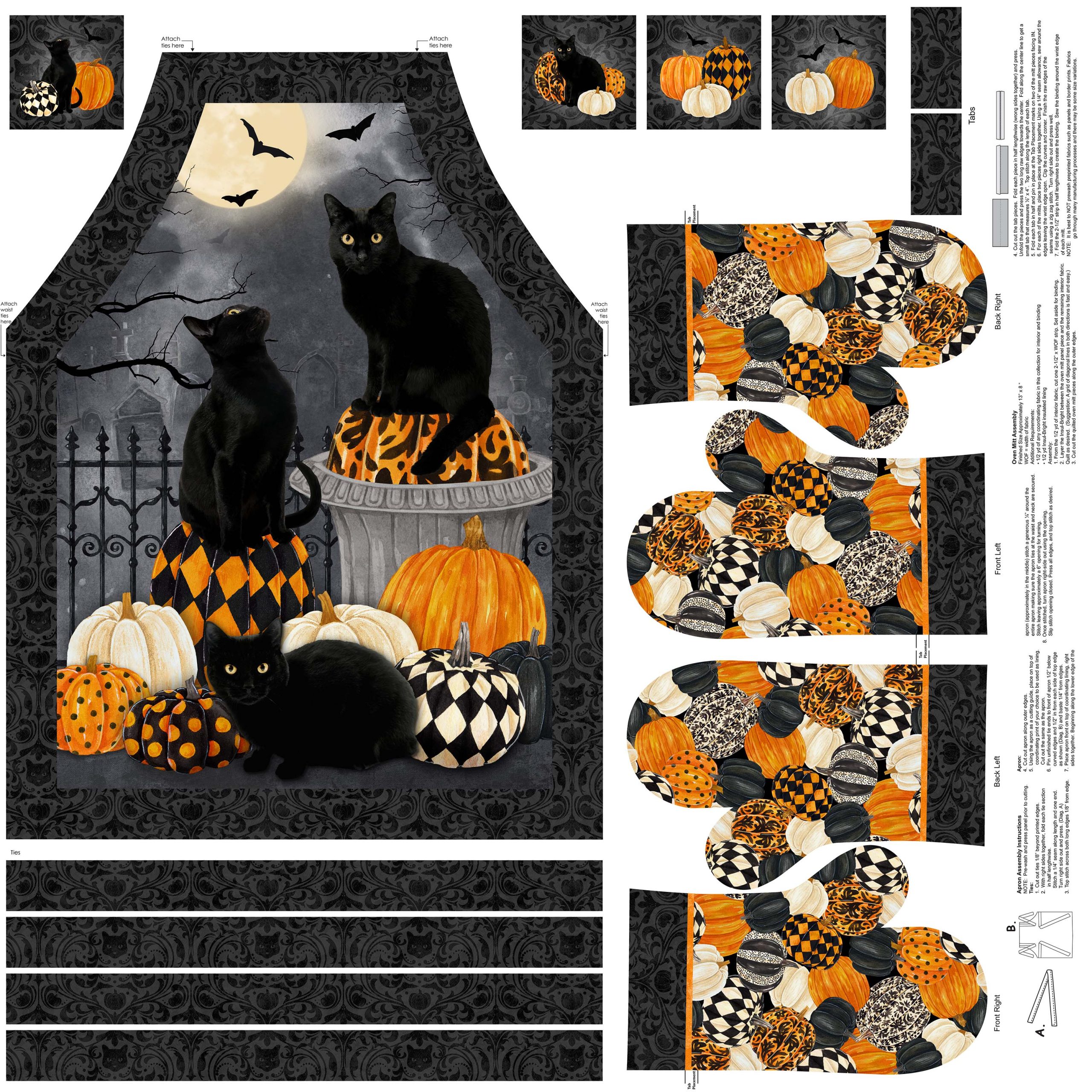 Hallow's Eve Apron and Oven Mitt Panel DP27081-99 Hallow's Eve Apron and Oven Mitt Panel