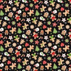 Sugar Coated Black Multi Cookies fabric, Northcott