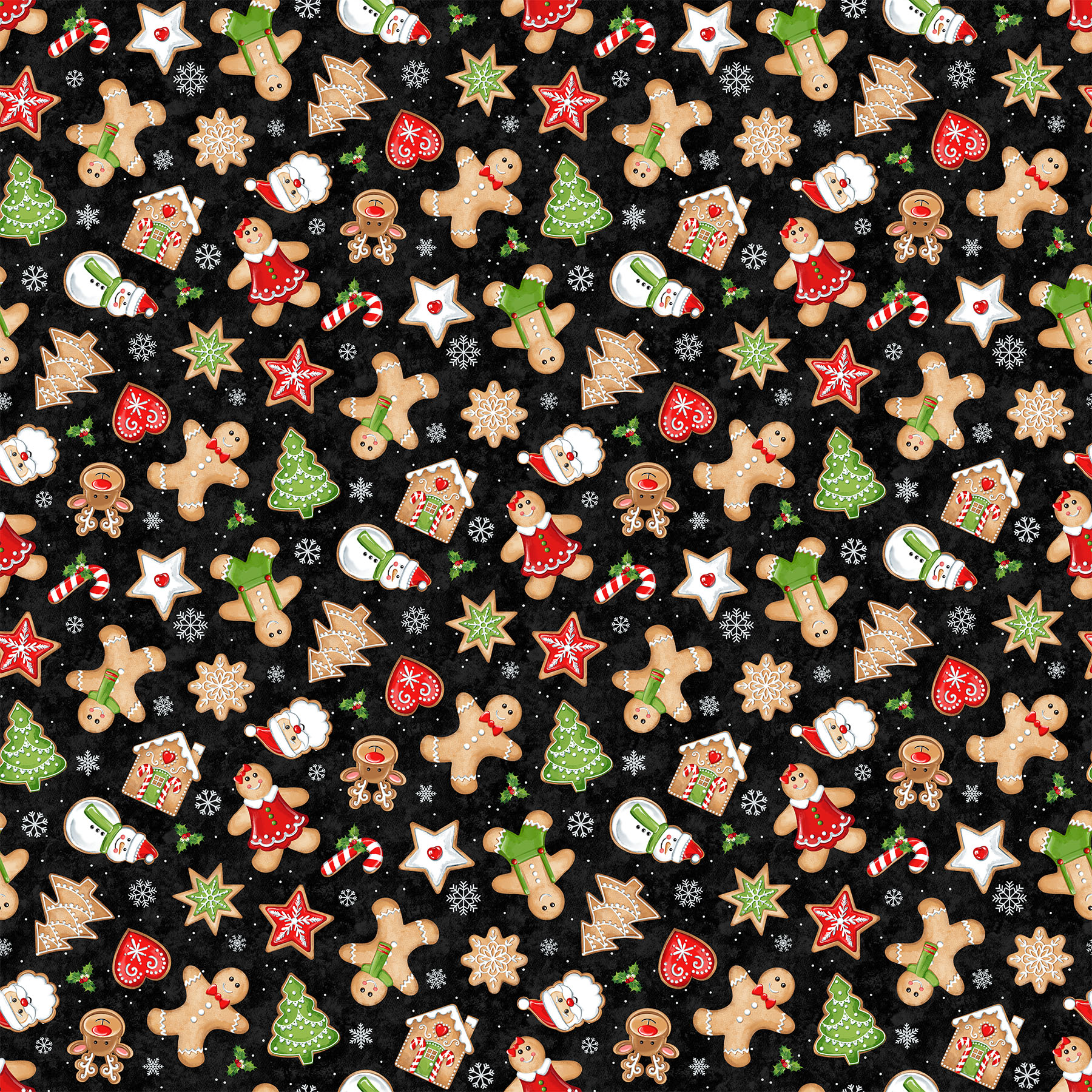 Sugar Coated Black Multi Cookies fabric, Northcott DP27143-99 Sugar Coated Black Multi Cookies fabric, Northcott