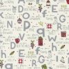 Picture of On Dasher vanilla fabric with ABC's and Christmas themed phrases and words