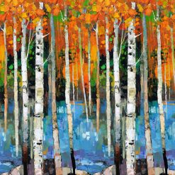Silent Lake Full Width Border, Orange Multi, DP27251-54