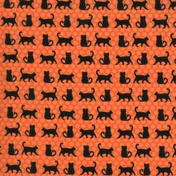Midnight Magic 2, Moda, black cat fabric with orange background