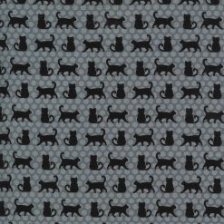 Black cats on gray background fabric, Moda, Midnight Magic 2