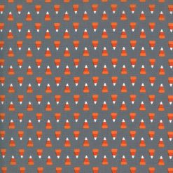 Candy corn on gray background fabric, Midnight Magic 2, Moda