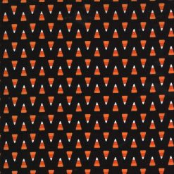 Candy corn on black background fabric, Midnight Magic 2, Moda
