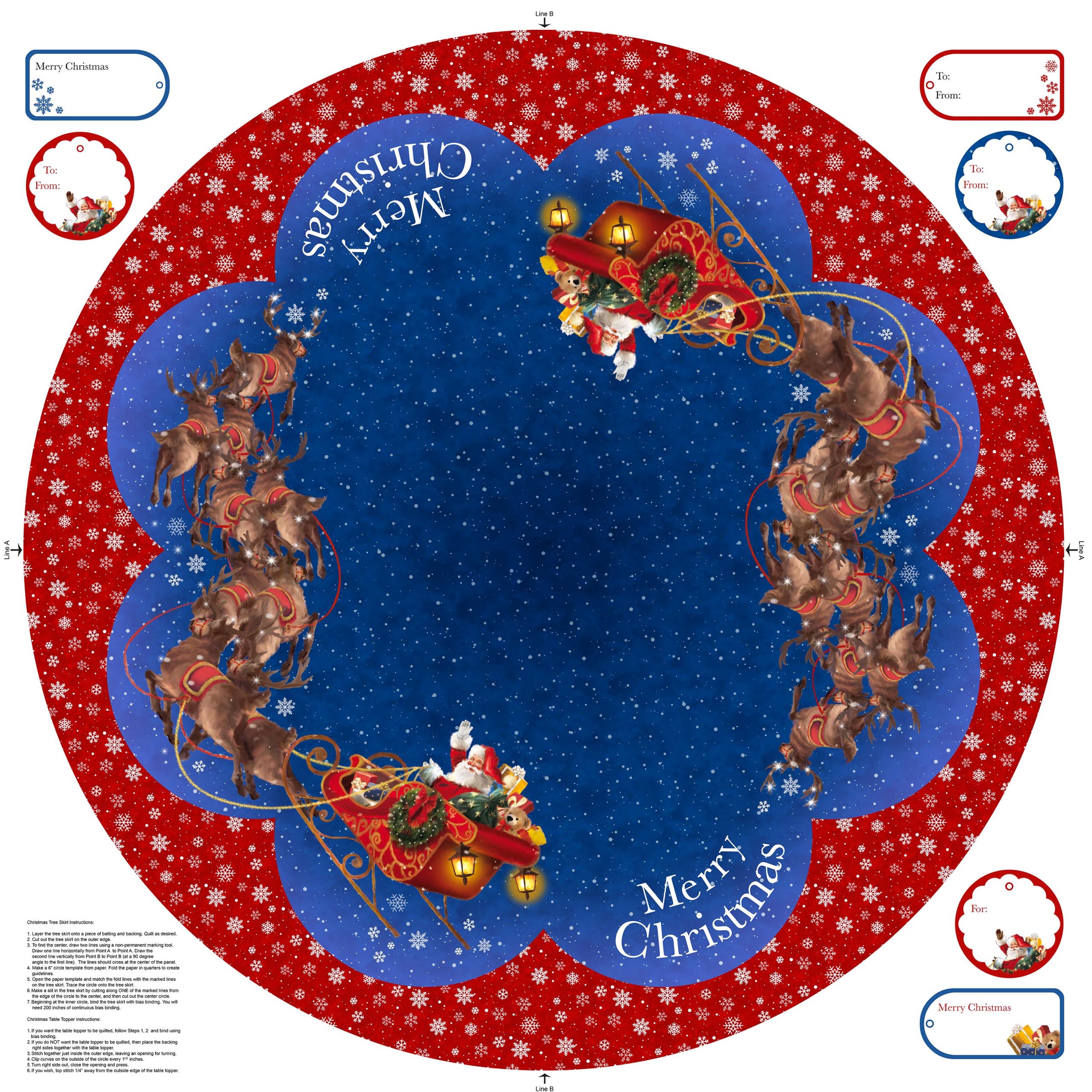 Twas the Night Before Christmas Tree Skirt Panel by Northcott DP27021-48 Twas the Night Before Christmas Tree Skirt Panel by Northcott