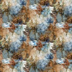 Highland View, Tree Scenic || Northcott, DP27587-44, Running Yardage, Blue Multi