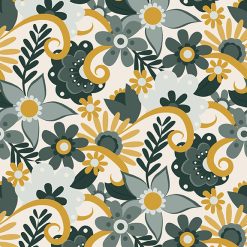 Little Goldi Floral Cream || Clothworks Y3669-57
