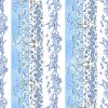 Blue striped quilting fabric – Clothworks Sandy Toes Pictorial Stripe with shorebirds, seashells, and coral on cotton.