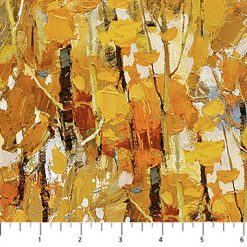 First Snow Golden Trees Fabric with Ruler