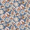 Cowboy Blues Patches on blue background fabric