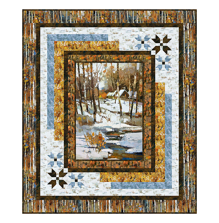 Snowy Corner This quilt kit features First Snow fabrics manufactured by Northcott.