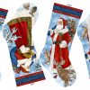 Northcott St. Nicholas Christmas stocking fabric panel with Santa Claus, reindeer, woodland animals, and festive borders, 24 x 43 inches