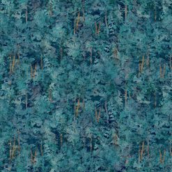 Fox Den foliage tonal blender by Northcott in teal and blue.