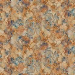 Fox Den watercolor marble blender fabric by Northcott in rust and blue.