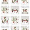 Christmas Mouse flannel fabric panel by Northcott featuring mice, snowmen, and Christmas trees in winter scenes with border stripe.