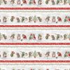 Christmas Mouse flannel border stripe fabric by Northcott featuring mice, Christmas trees, and snowmen in repeating holiday patterns.