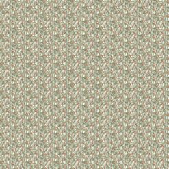 The Christmas Mouse flannel by Northcott with pine branches and red berries on cream background