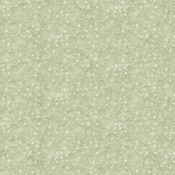 Christmas Mouse tonal flannel fabric by Northcott with white floral sprigs on a mottled green background.