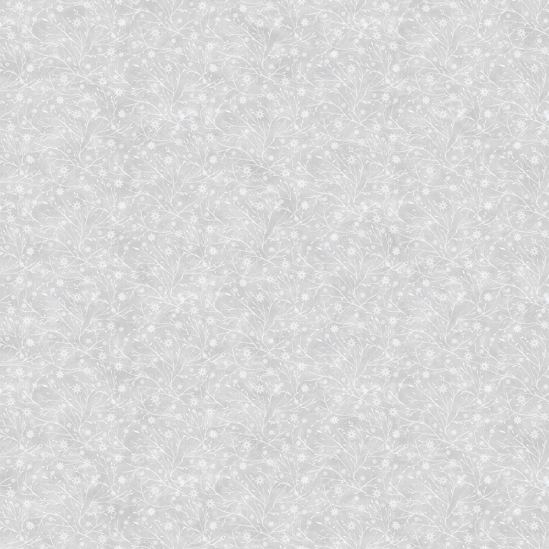 The Christmas Mouse Twig Blender, F28044-92 The Christmas Mouse flannel by Northcott with white branches and snowflakes on gray background