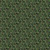“Highland Heart – Holiday Holly Toss D28050-99 by Northcott – 43/44-inch digitally printed 100% cotton quilting fabric with green holly leaves, pine branches, pinecones, red berries and mistletoe on black background – Lightning Bugs Quilt Studio”