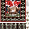 “Highland Heart Advent Calendar Panel DP28053-99 by Northcott – 24×43 digitally printed cotton quilt panel with Santa-hat Highland cow, plaid borders, numbered Advent pockets, and wreath tags – Lightning Bugs Quilt Studio”