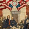 “America 250 Signing of the Declaration Panel DP28365-12 by Northcott – 24×43 patriotic cotton quilt panel with eagle, flags, and historic signing scene – Lightning Bugs Quilt Studio”