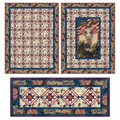 “Independence Star Quilt Kit – 57×74 patriotic quilt featuring red white blue star blocks with America 250 fabric by Northcott – includes bonus patterns for panel quilt and table runner – Lightning Bugs Quilt Studio”